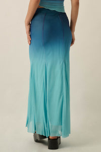 Evening Tide Ombre Mesh Mermaid Maxi Skirt - ShopPromesa