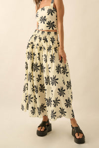 Garden Twirl Floral-Print Gathered Maxi Skirt - ShopPromesa