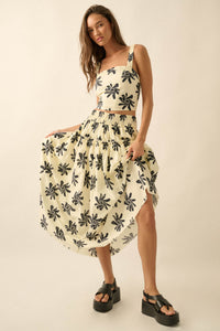 Garden Twirl Floral-Print Gathered Maxi Skirt - ShopPromesa
