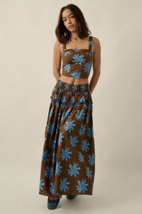 Garden Twirl Floral-Print Gathered Maxi Skirt - ShopPromesa