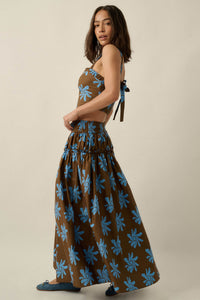 Garden Twirl Floral-Print Gathered Maxi Skirt - ShopPromesa