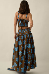 Garden Twirl Floral-Print Gathered Maxi Skirt - ShopPromesa