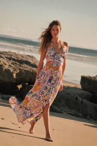 Mallorca Music Tile-Print Button-Front Maxi Skirt - ShopPromesa