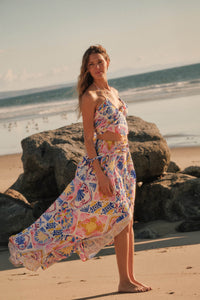 Mallorca Music Tile-Print Button-Front Maxi Skirt - ShopPromesa