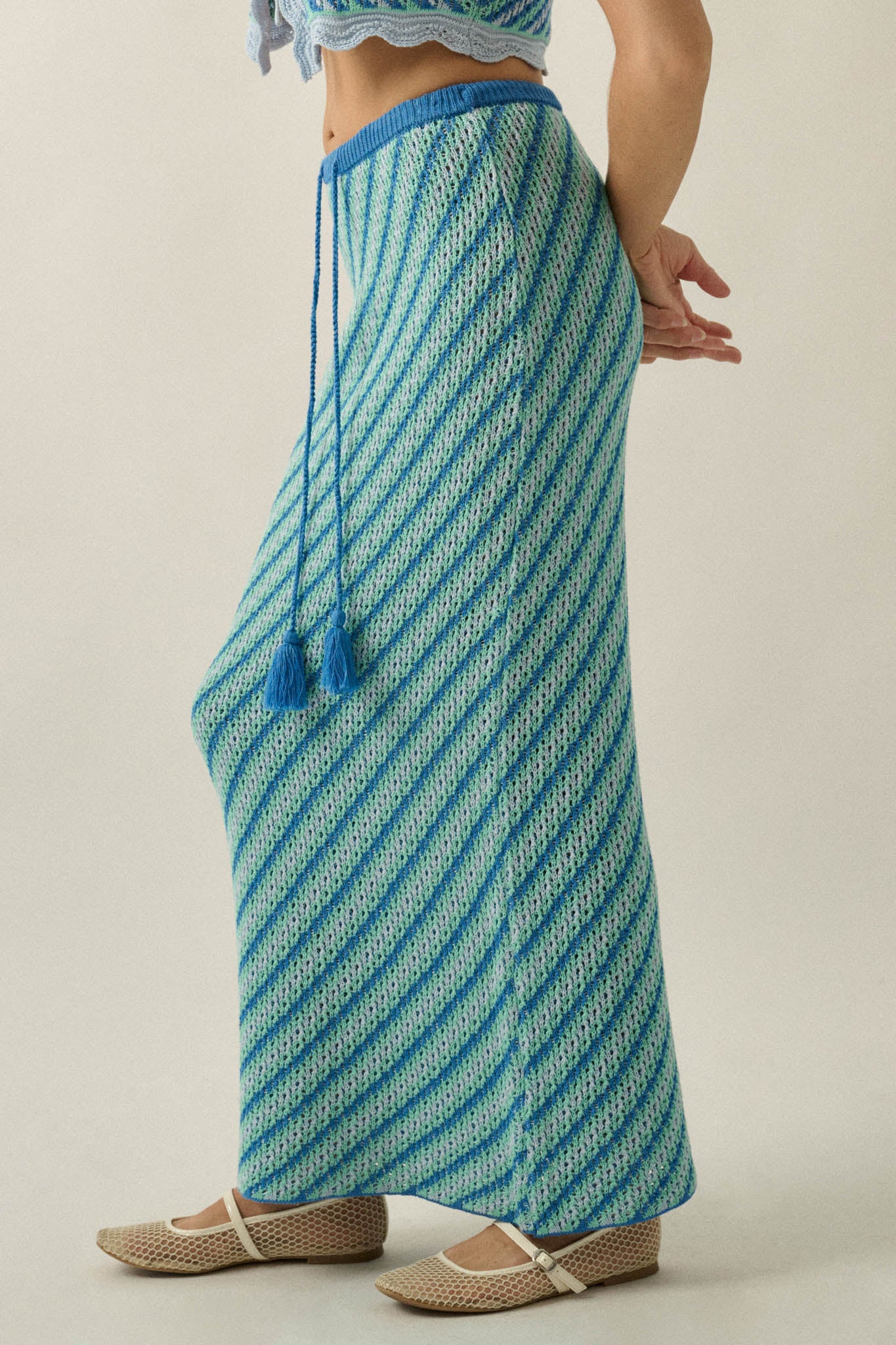 Endless Summer Striped Crochet-Knit Maxi Skirt - ShopPromesa