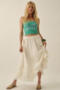 Pretty Precious Tonal-Stripe Ruffle Maxi Skirt - ShopPromesa