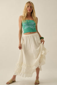 Pretty Precious Tonal-Stripe Ruffle Maxi Skirt - ShopPromesa