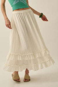 Pretty Precious Tonal-Stripe Ruffle Maxi Skirt - ShopPromesa