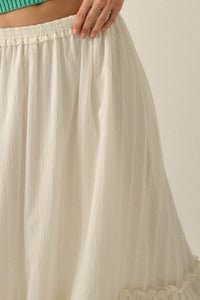 Pretty Precious Tonal-Stripe Ruffle Maxi Skirt - ShopPromesa