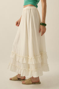 Pretty Precious Tonal-Stripe Ruffle Maxi Skirt - ShopPromesa