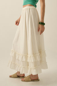 Pretty Precious Tonal-Stripe Ruffle Maxi Skirt - ShopPromesa