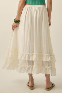 Pretty Precious Tonal-Stripe Ruffle Maxi Skirt - ShopPromesa