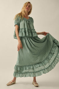 Pretty Precious Tonal-Stripe Ruffle Maxi Skirt - ShopPromesa