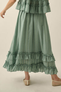 Pretty Precious Tonal-Stripe Ruffle Maxi Skirt - ShopPromesa