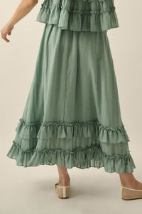 Pretty Precious Tonal-Stripe Ruffle Maxi Skirt - ShopPromesa
