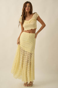 Blossoming Lace Floral Lace Drop-Waist Maxi Skirt - ShopPromesa