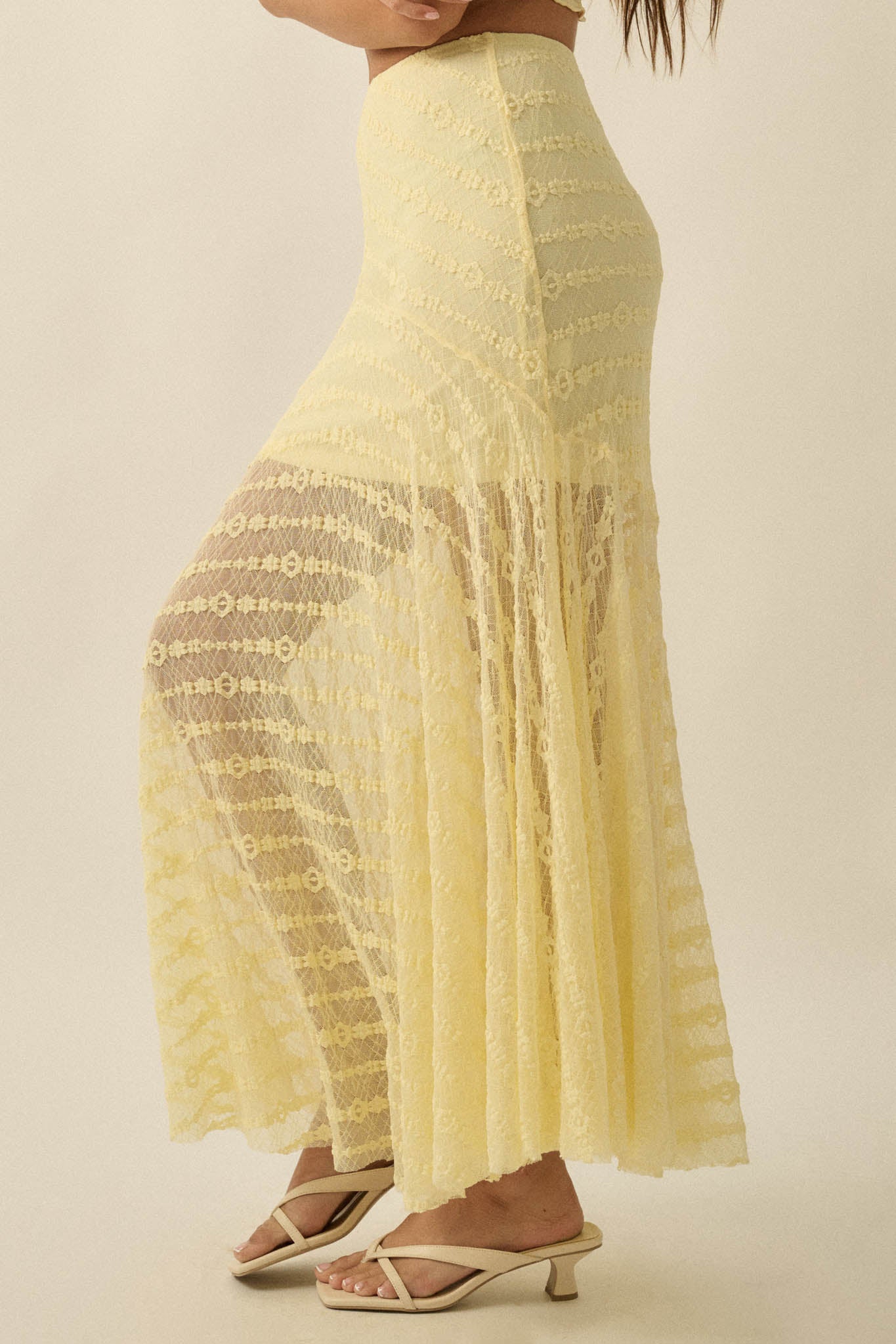 Blossoming Lace Floral Lace Drop-Waist Maxi Skirt - ShopPromesa