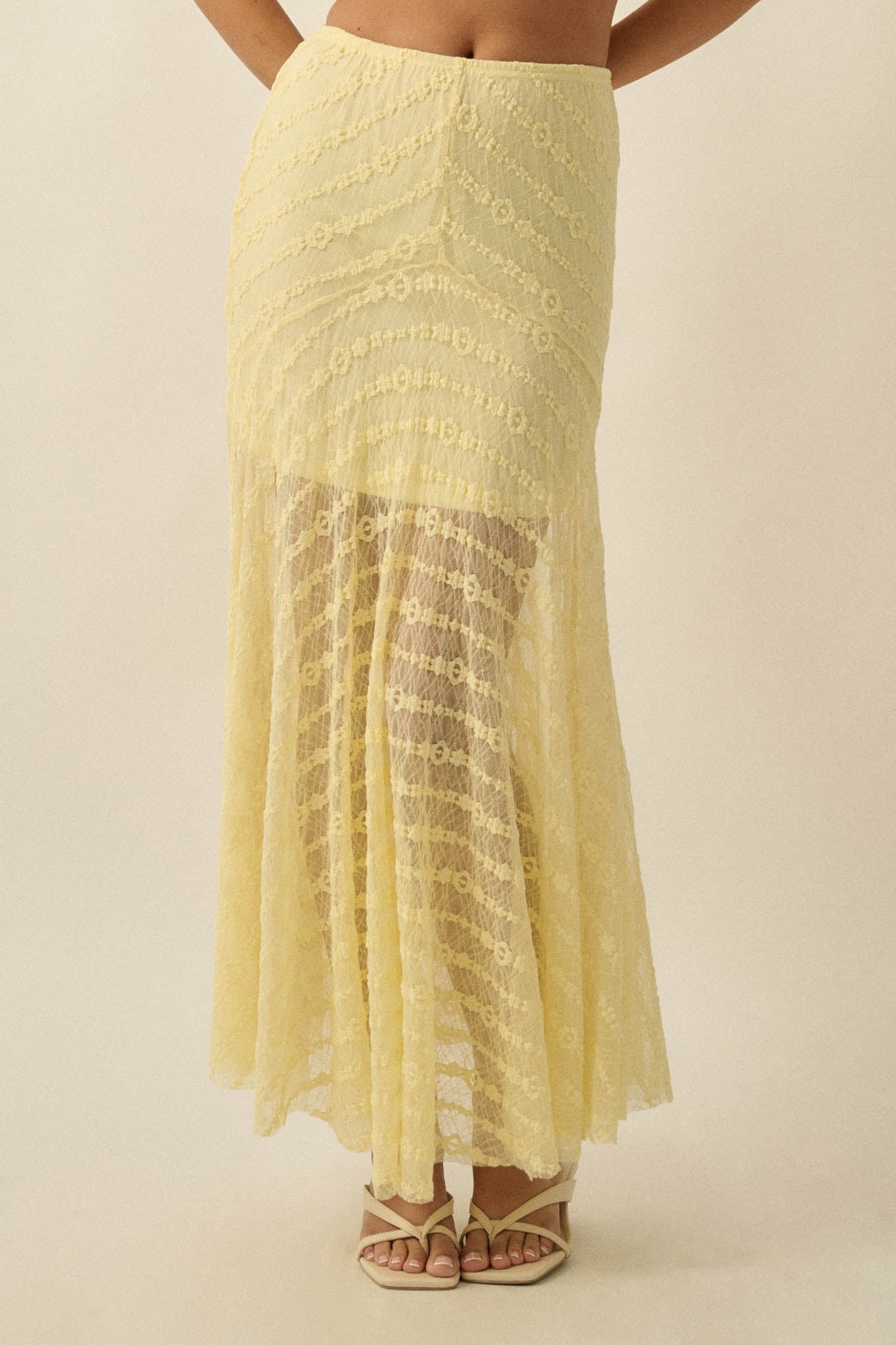 Blossoming Lace Floral Lace Drop-Waist Maxi Skirt - ShopPromesa