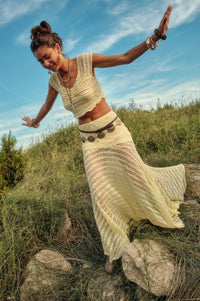 Blossoming Lace Floral Lace Drop-Waist Maxi Skirt - ShopPromesa