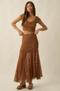 Blossoming Lace Floral Lace Drop-Waist Maxi Skirt - ShopPromesa