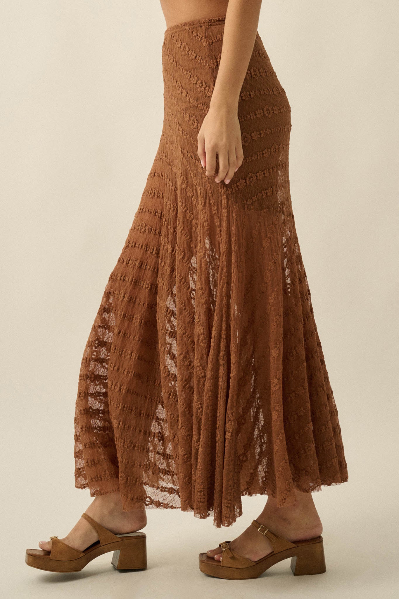 Blossoming Lace Floral Lace Drop-Waist Maxi Skirt - ShopPromesa