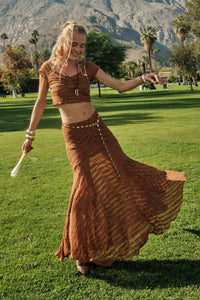 Blossoming Lace Floral Lace Drop-Waist Maxi Skirt - ShopPromesa