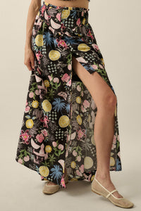 Celebrate Life Fruit & Floral-Print Button Maxi Skirt - ShopPromesa