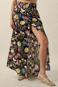 Celebrate Life Fruit & Floral-Print Button Maxi Skirt - ShopPromesa
