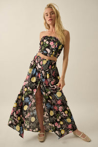 Celebrate Life Fruit & Floral-Print Button Maxi Skirt - ShopPromesa