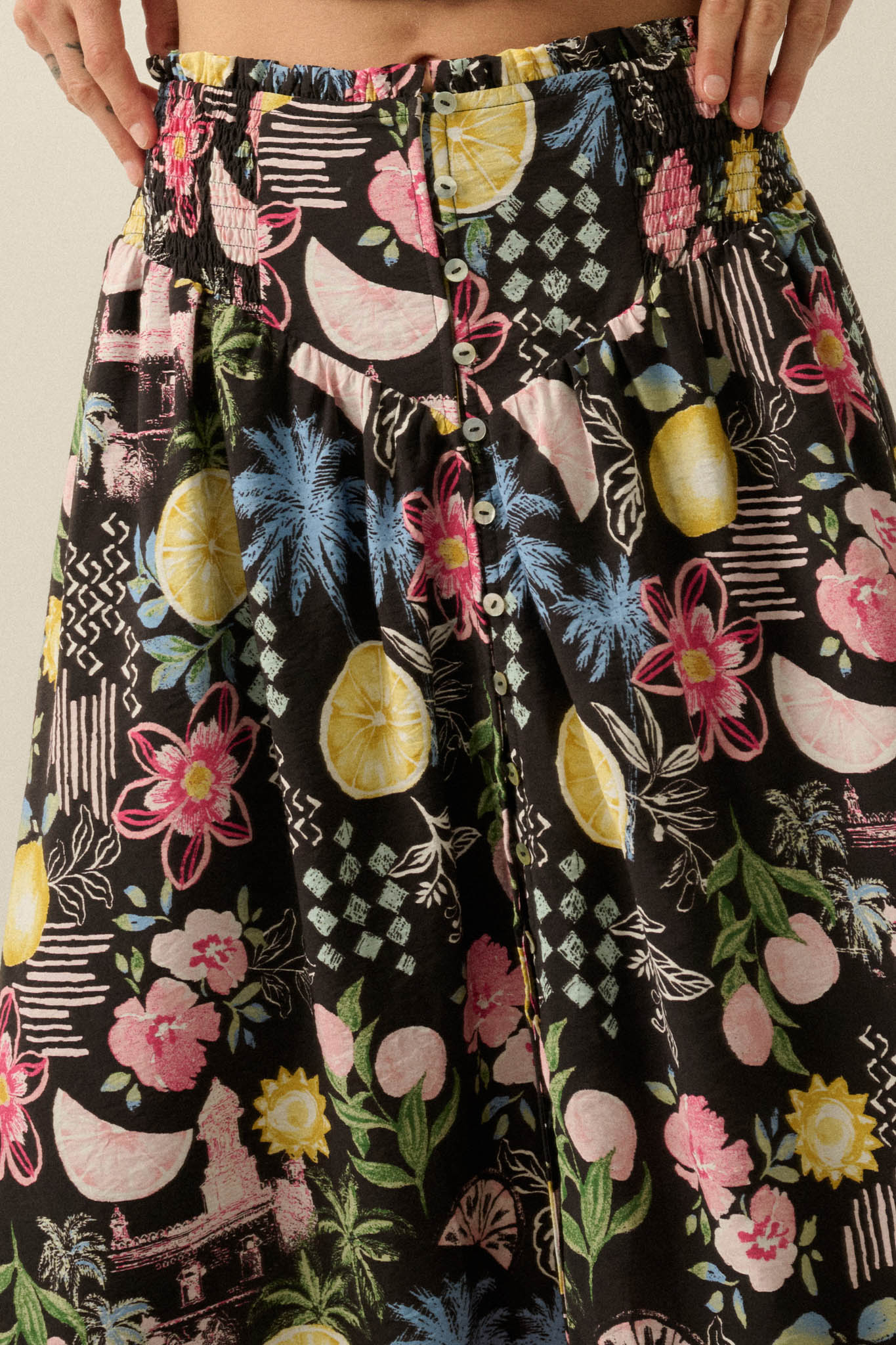 Celebrate Life Fruit & Floral-Print Button Maxi Skirt - ShopPromesa