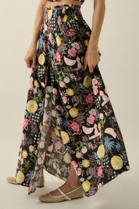 Celebrate Life Fruit & Floral-Print Button Maxi Skirt - ShopPromesa