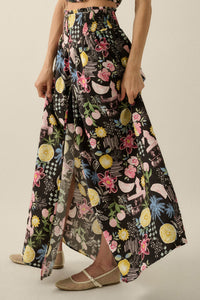 Celebrate Life Fruit & Floral-Print Button Maxi Skirt - ShopPromesa