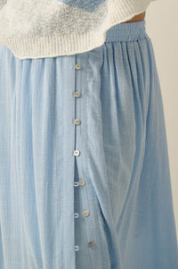 Breezy Day Cotton Gauze Button Ruffle Maxi Skirt - ShopPromesa