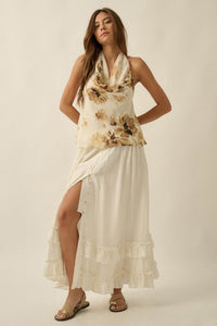 Breezy Day Cotton Gauze Button Ruffle Maxi Skirt - ShopPromesa