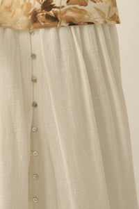 Breezy Day Cotton Gauze Button Ruffle Maxi Skirt - ShopPromesa