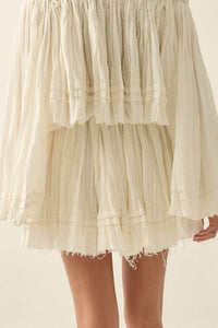 Sweet Freedom Cotton Gauze Drawstring Mini Skirt - ShopPromesa