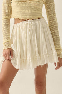 Sweet Freedom Cotton Gauze Drawstring Mini Skirt - ShopPromesa
