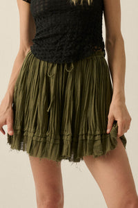 Sweet Freedom Cotton Gauze Drawstring Mini Skirt - ShopPromesa