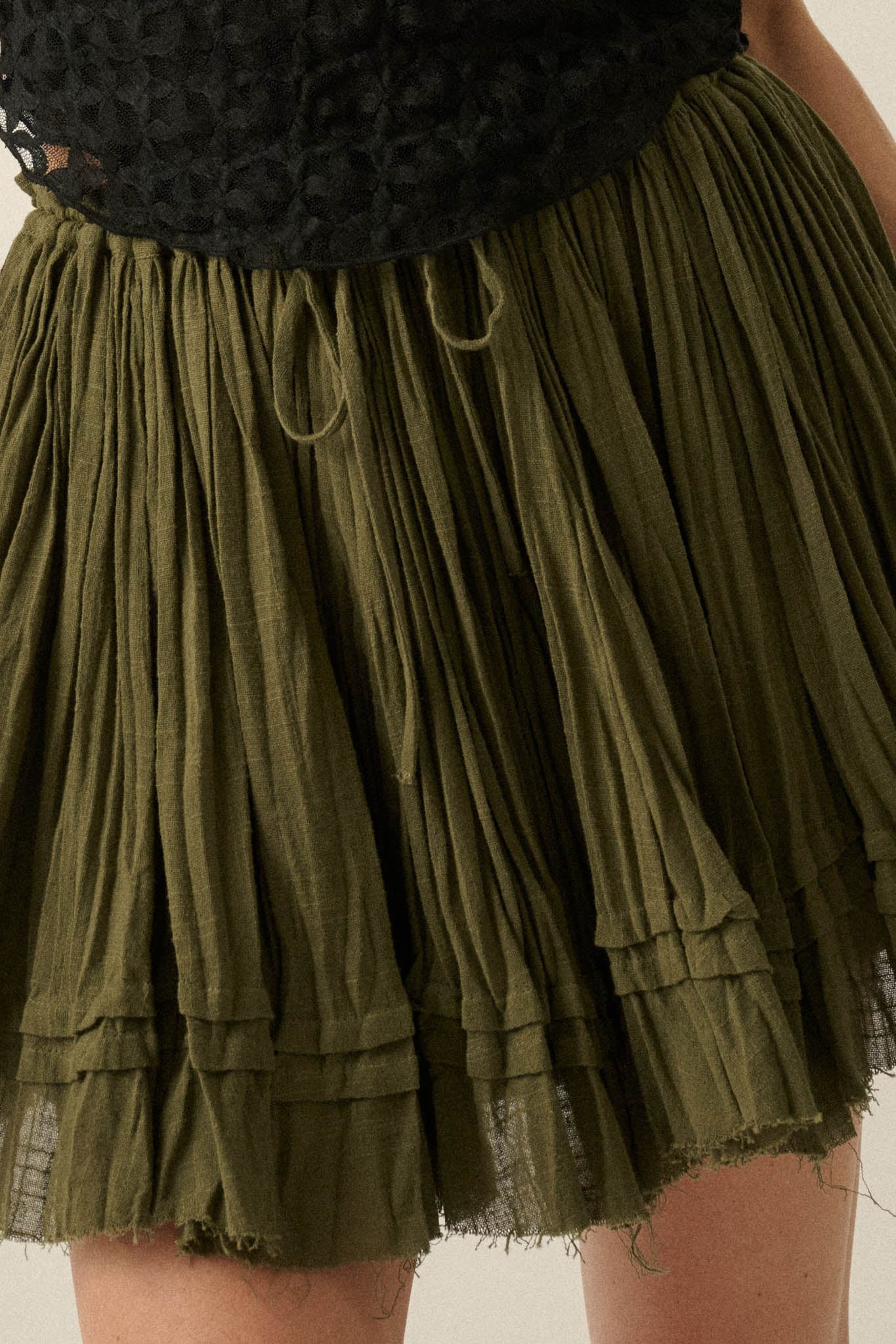 Sweet Freedom Cotton Gauze Drawstring Mini Skirt - ShopPromesa