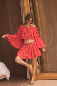 Sweet Freedom Cotton Gauze Drawstring Mini Skirt - ShopPromesa