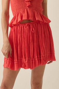 Sweet Freedom Cotton Gauze Drawstring Mini Skirt - ShopPromesa