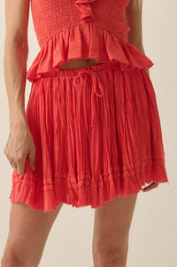 Sweet Freedom Cotton Gauze Drawstring Mini Skirt - ShopPromesa