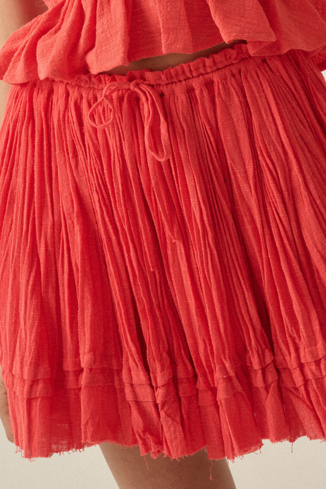 Sweet Freedom Cotton Gauze Drawstring Mini Skirt - ShopPromesa