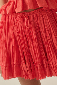 Sweet Freedom Cotton Gauze Drawstring Mini Skirt - ShopPromesa