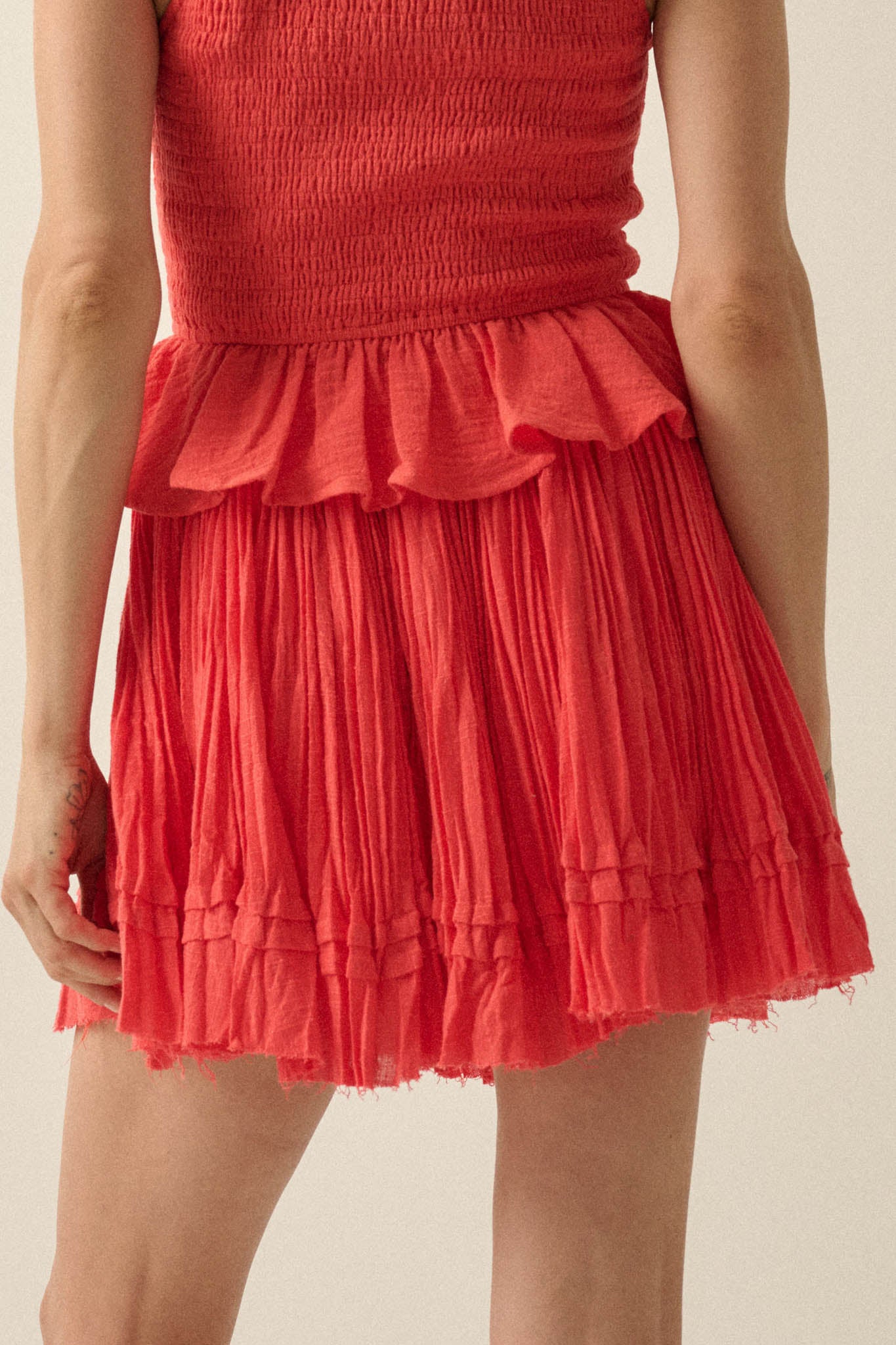 Sweet Freedom Cotton Gauze Drawstring Mini Skirt - ShopPromesa