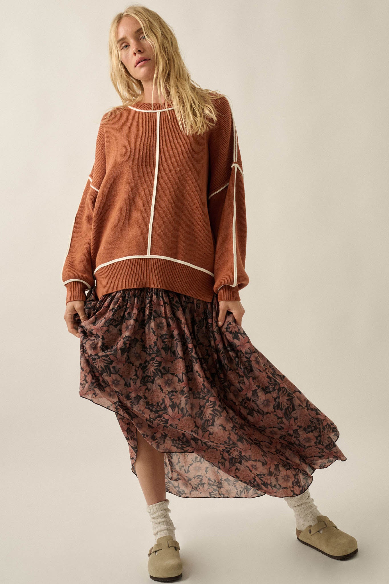 Scented Breeze Floral Chiffon Smocked Maxi Skirt - ShopPromesa