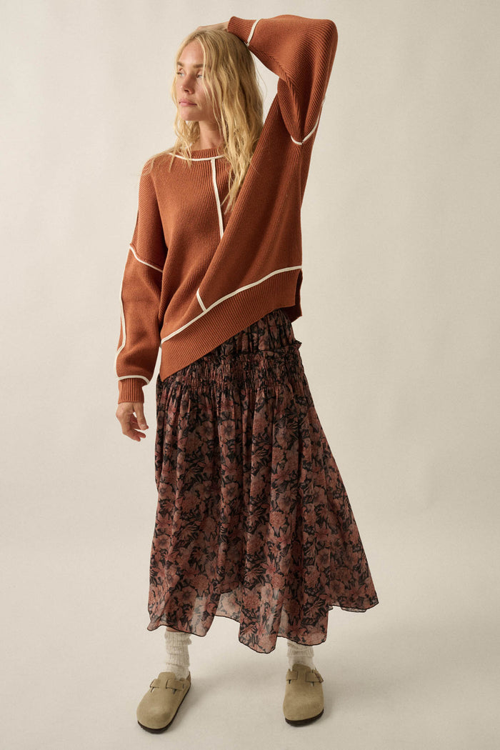 Scented Breeze Floral Chiffon Smocked Maxi Skirt - ShopPromesa
