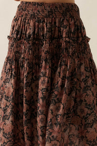 Scented Breeze Floral Chiffon Smocked Maxi Skirt - ShopPromesa