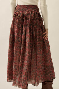 Scented Breeze Floral Chiffon Smocked Maxi Skirt - ShopPromesa