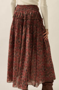 Scented Breeze Floral Chiffon Smocked Maxi Skirt - ShopPromesa